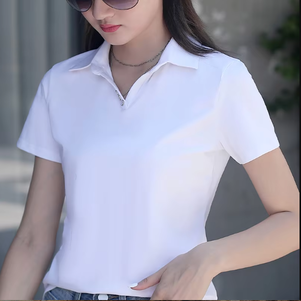 Woman with Polo Shirt #26 white Woman with Polo Shirt #26 white